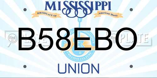 B58EBO Mississippi License Plate