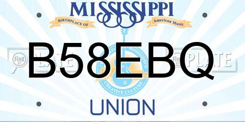 B58EBQ Mississippi License Plate