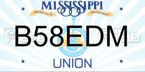 B58EDM Mississippi License Plate