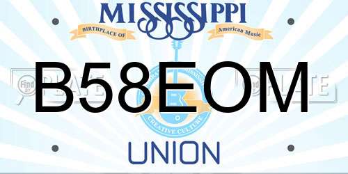 B58EOM Mississippi License Plate