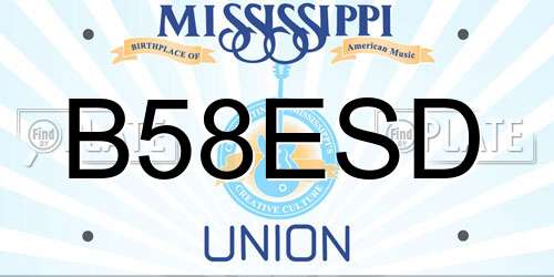 B58ESD Mississippi License Plate