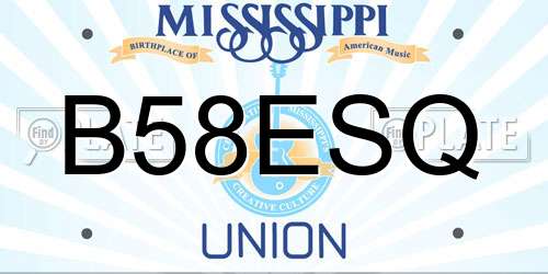 B58ESQ Mississippi License Plate