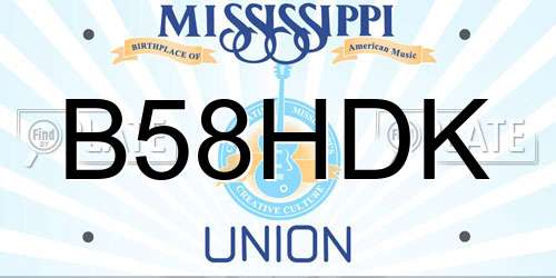 B58HDK Mississippi License Plate