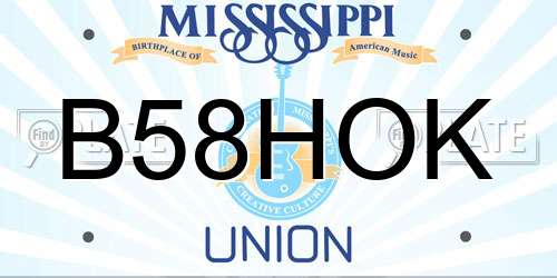 B58HOK Mississippi License Plate