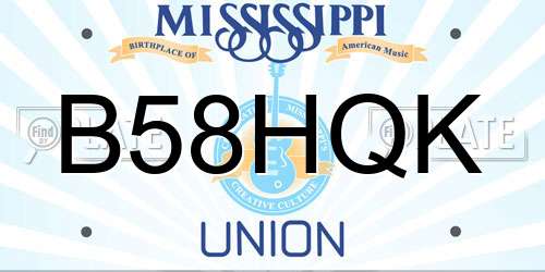 B58HQK Mississippi License Plate