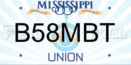 B58MBT Mississippi License Plate