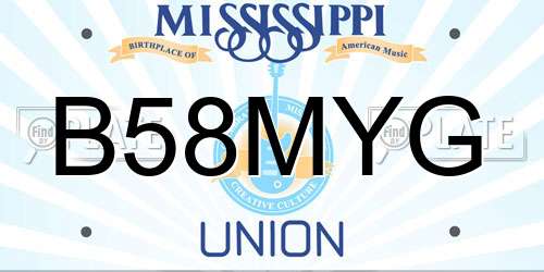 B58MYG Mississippi License Plate