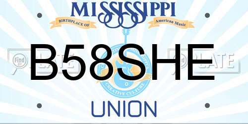 B58SHE Mississippi License Plate