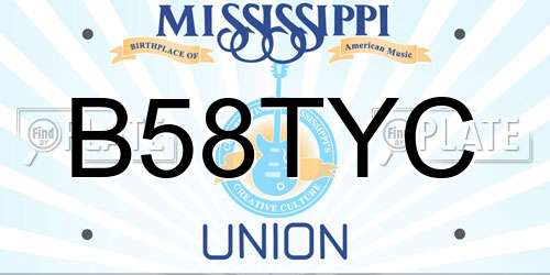 B58TYC Mississippi License Plate