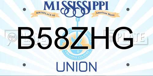 B58ZHG Mississippi License Plate