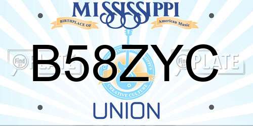 B58ZYC Mississippi License Plate