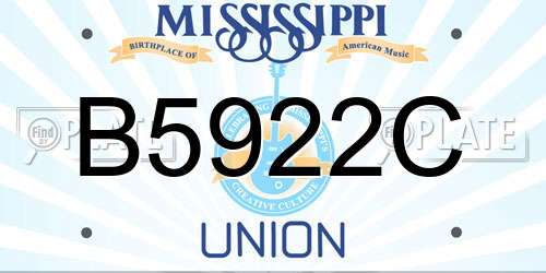 B5922C Mississippi License Plate