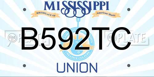 B592TC Mississippi License Plate