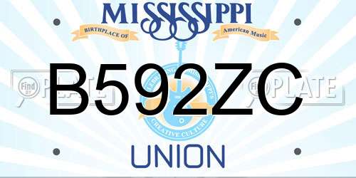 B592ZC Mississippi License Plate