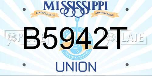 B5942T Mississippi License Plate
