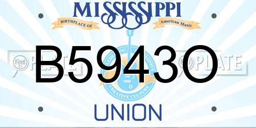 B5943O Mississippi License Plate