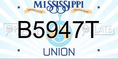 B5947T Mississippi License Plate