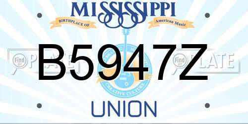 B5947Z Mississippi License Plate