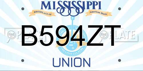 B594ZT Mississippi License Plate