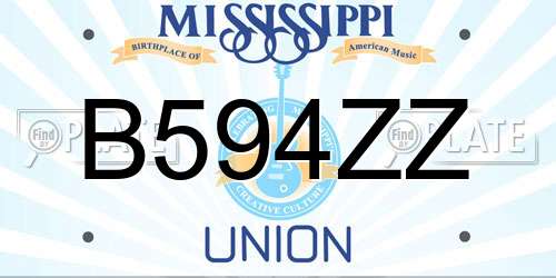 B594ZZ Mississippi License Plate