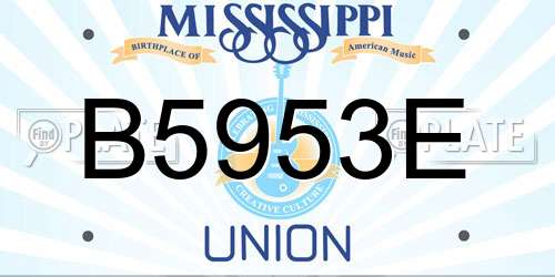 B5953E Mississippi License Plate
