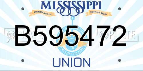 B595472 Mississippi License Plate