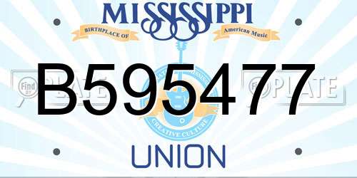 B595477 Mississippi License Plate