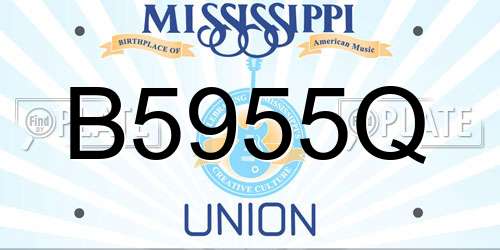 B5955Q Mississippi License Plate