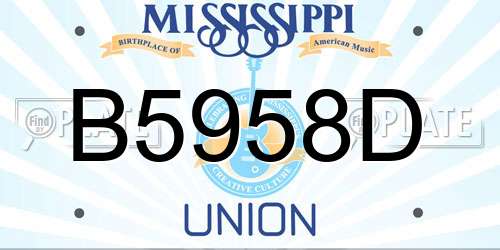 B5958D Mississippi License Plate