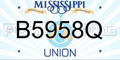 B5958Q Mississippi License Plate
