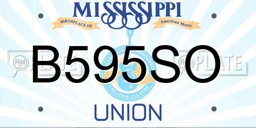 B595SO Mississippi License Plate