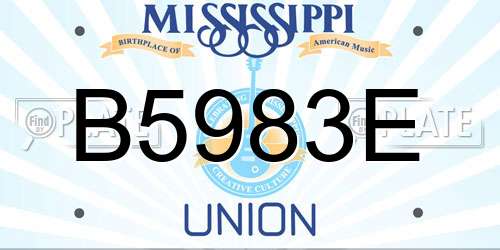 B5983E Mississippi License Plate