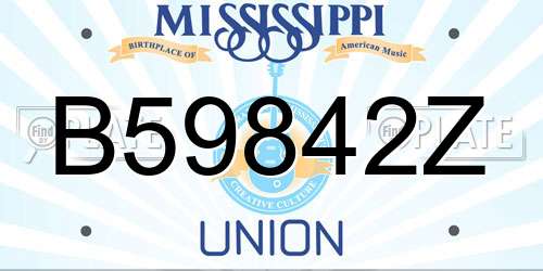 B59842Z Mississippi License Plate
