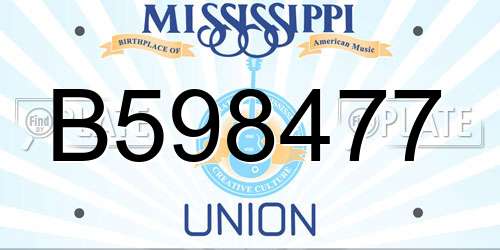 B598477 Mississippi License Plate