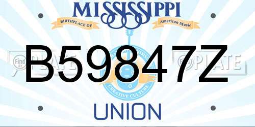 B59847Z Mississippi License Plate