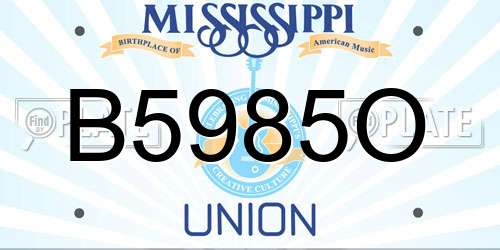 B5985O Mississippi License Plate