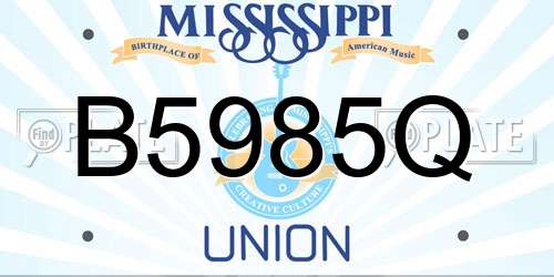 B5985Q Mississippi License Plate