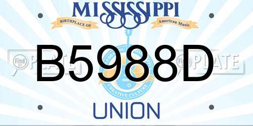 B5988D Mississippi License Plate