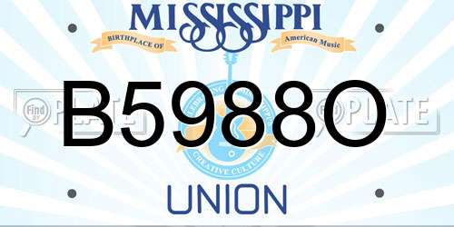 B5988O Mississippi License Plate