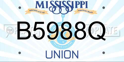 B5988Q Mississippi License Plate