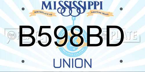 B598BD Mississippi License Plate