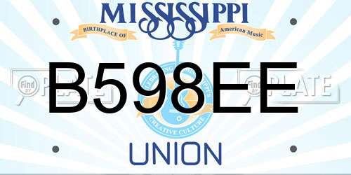 B598EE Mississippi License Plate