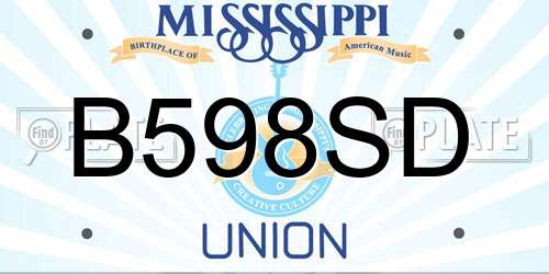 B598SD Mississippi License Plate