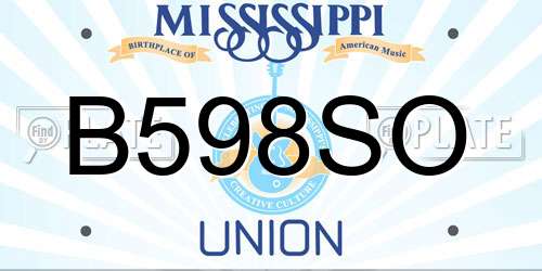 B598SO Mississippi License Plate