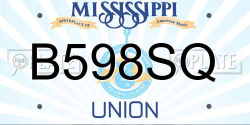 B598SQ Mississippi License Plate