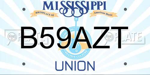 B59AZT Mississippi License Plate