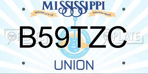 B59TZC Mississippi License Plate