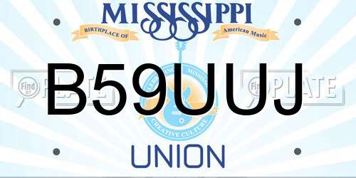 B59UUJ Mississippi License Plate