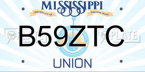 B59ZTC Mississippi License Plate