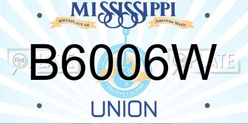 B6006W Mississippi License Plate